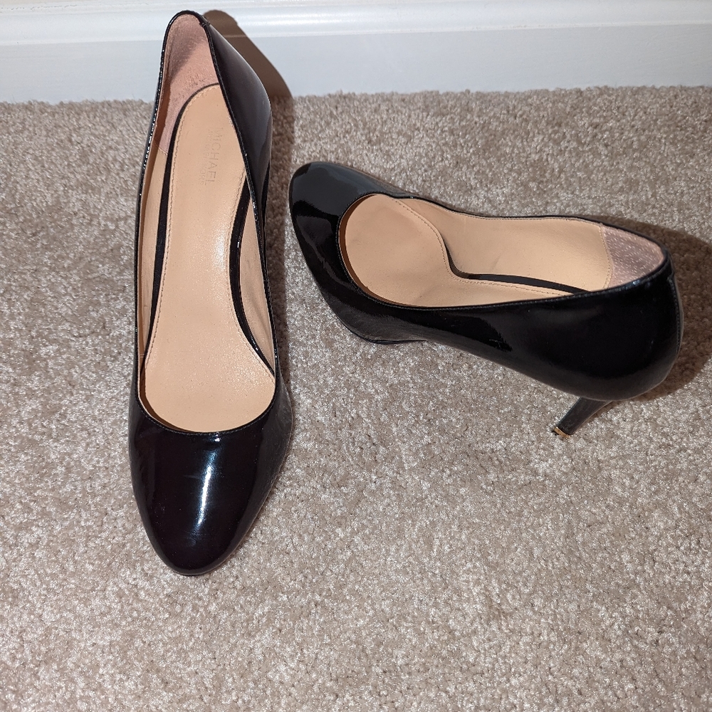 Black patent leather heels